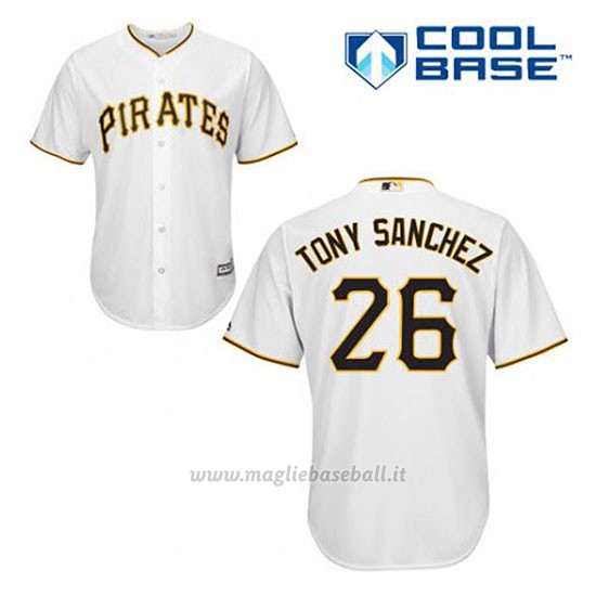 Maglia Baseball Uomo Pittsburgh Pirates Tony Sanchez 26 Bianco 1ªCool Base